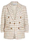 Veronica Beard Checked Double-breasted Tweed Jacket In Neutral