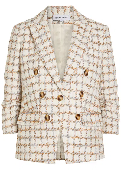 Veronica Beard Checked Double-breasted Tweed Jacket In Neutral