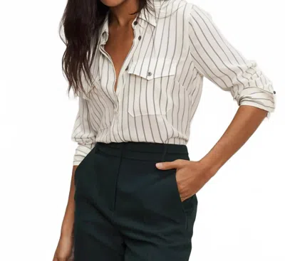 Veronica Beard Saku Striped Button-down Shirt In White