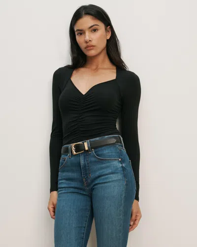 Veronica Beard Salem Ruched T-shirt In Black