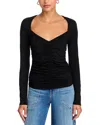 Veronica Beard Salem Ruched Jersey Top In Black