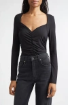 Veronica Beard Salem Ruched Top In Black
