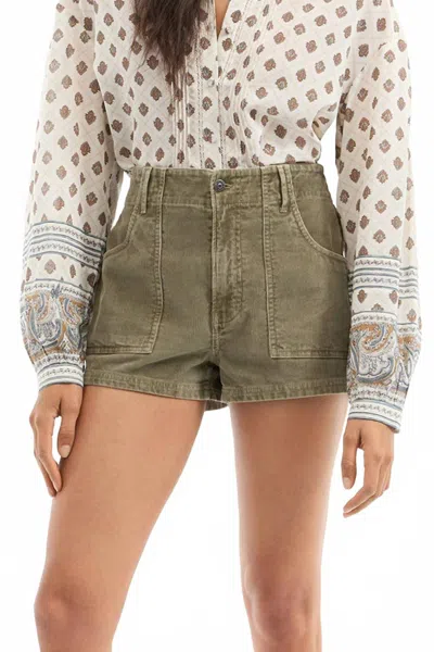 Veronica Beard Sally Corduroy Shorts In Stone Army In Multi