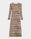 Veronica Beard Sanders Striped Knit Midi Dress In Brown