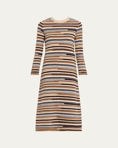 Veronica Beard Sanders Striped Knit Midi Dress In Multi