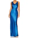 Veronica Beard Sanderson Cowl Neck Maxi Slip Dress In Blue