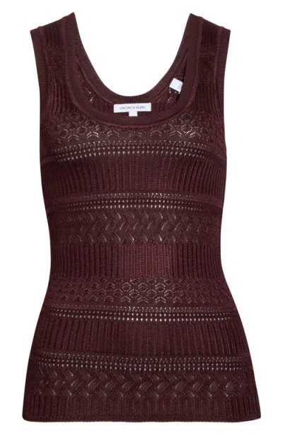 Veronica Beard Sandra Open Knit Tank Top In Brown