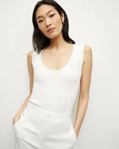 Veronica Beard Sandra Ribbed Tank In Off-white