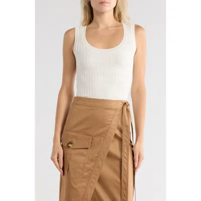 Veronica Beard Sandra Ribbed Tank Top In White