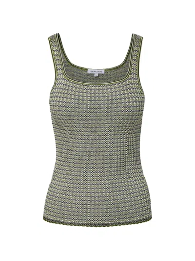 Veronica Beard Sandra Square Neck Knit Tank Top In Green
