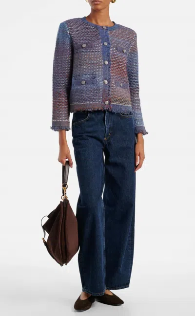 Veronica Beard Sariyah Knit Button Front Jacket In Ocean In Blue