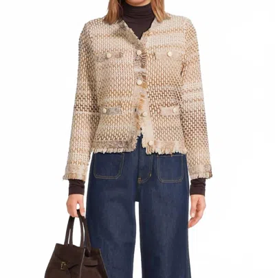 Veronica Beard Womens Desert Khaki Multi Sariyah Fringed-trims Cotton-blend Jacket In Neutral