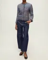 Veronica Beard Sariyah Knit Button Front Jacket In Ocean In Multi