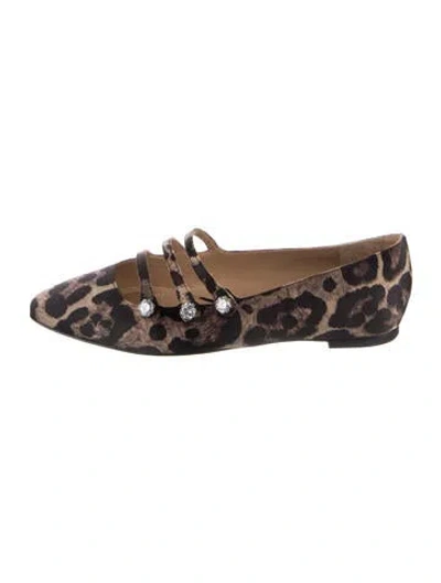 Pre-owned Veronica Beard Satin Animal Print Flats In Multicolor