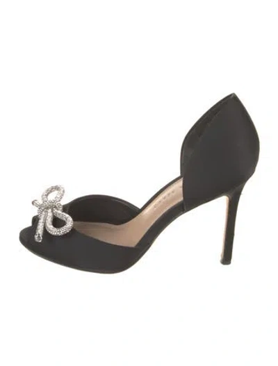 Pre-owned Veronica Beard Satin Bow Accents D'orsay Pumps In Black