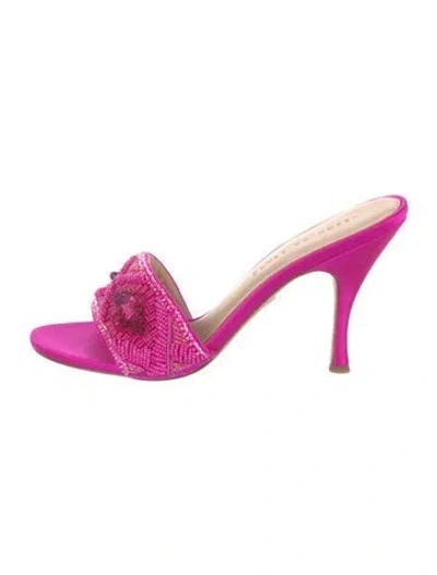 Pre-owned Veronica Beard Satin Sequin Embellishments Mules In Purple