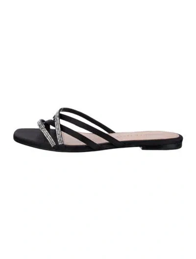 Pre-owned Veronica Beard Satin Slides In Black