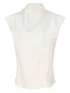 Veronica Beard Leilany Draped Silk Top In White