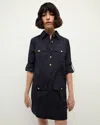 Veronica Beard Lucca Embellished Linen Shirt Dress In Black