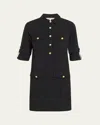 Veronica Beard Saude Cotton Mini Shirtdress In Black