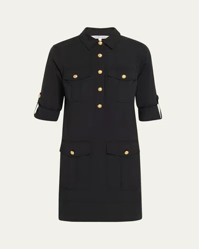 Veronica Beard Saude Cotton Mini Shirtdress In Black