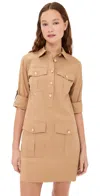 Veronica Beard Saude Long-sleeve Shirtdress In Khaki