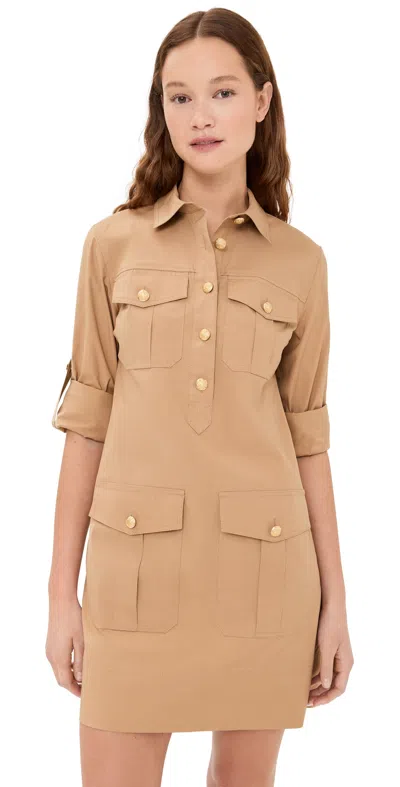 Veronica Beard Saude Cotton-blend Mini Shirt Dress In Neutral