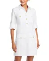 Veronica Beard Saude Long Sleeve Cargo Shirtdress In White