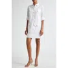 Veronica Beard Saude Long Sleeve Cargo Shirtdress In White