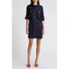 Veronica Beard Saude Long Sleeve Cargo Shirtdress In Navy