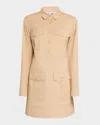 Veronica Beard Saude Long-sleeve Shirtdress In Khaki