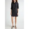 Veronica Beard Lucca Embellished Linen Shirt Dress In Black