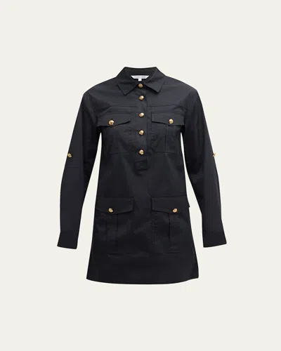 Veronica Beard Saude Long-sleeve Utility Dress In Black