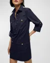 Veronica Beard Saude Long Sleeve Cargo Shirtdress In Navy