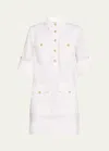 Veronica Beard Saude Long Sleeve Cargo Shirtdress In White