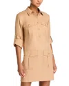 Veronica Beard Saude Long-sleeve Shirtdress In Khaki