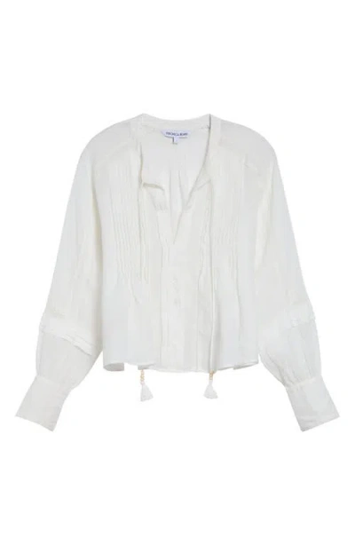 Veronica Beard Sawyer Long Sleeve Lace Trim Top In White