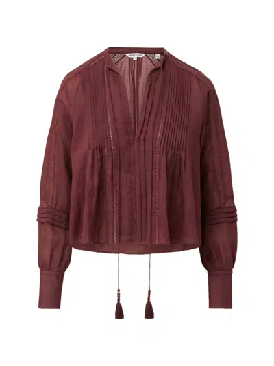 Veronica Beard Sawyer Pintuck-pleated Tassel-tie Blouse In Brown