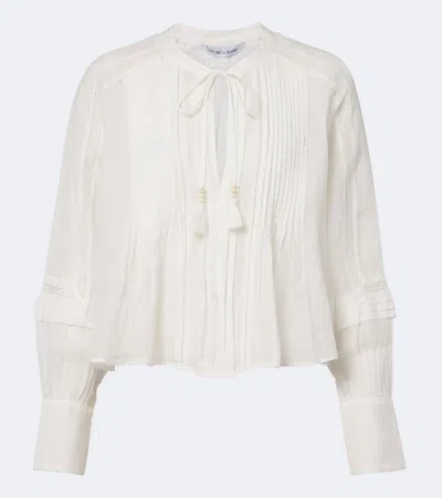Veronica Beard Sawyer Ramie Blouse In White