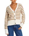 Veronica Beard Saylor Striped Cotton Cardigan In Off White/