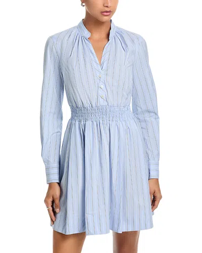 Veronica Beard Schor Striped Button Mini Dress In Blue