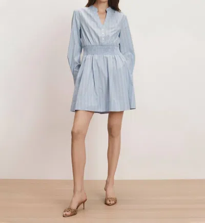 Veronica Beard Schor Mini Shirtdress In Ice Blue Multi