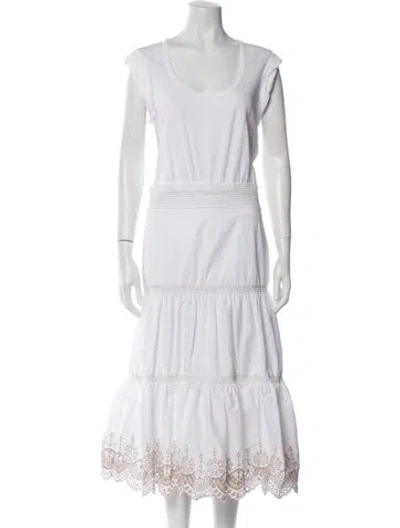 Pre-owned Veronica Beard Scoop Neck Long Dress In White