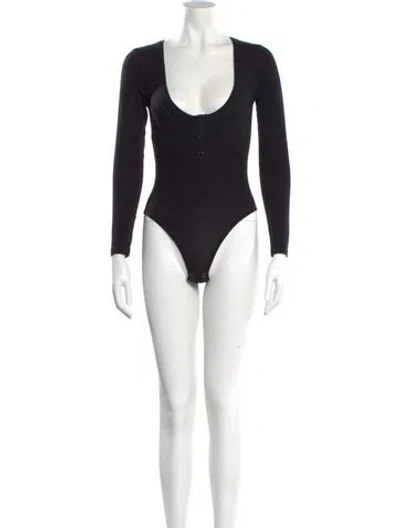 Pre-owned Veronica Beard Scoop Neck Long Sleeve Bodysuit In Black