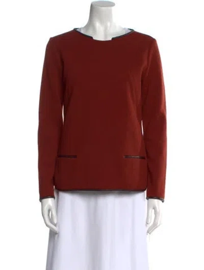 Pre-owned Veronica Beard Scoop Neck Long Sleeve Sweatshirt In Brown