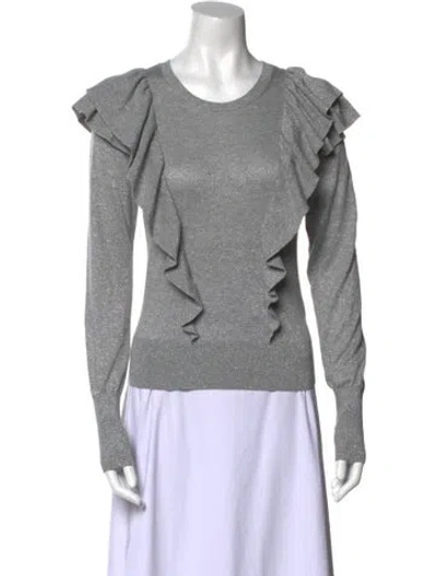 Pre-owned Veronica Beard Scoop Neck Long Sleeve Sweatshirt In Gray