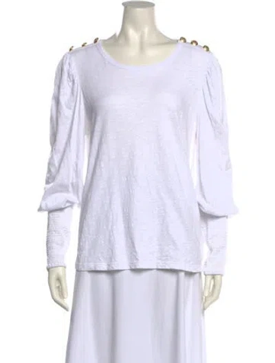 Pre-owned Veronica Beard Scoop Neck Long Sleeve Sweatshirt In White