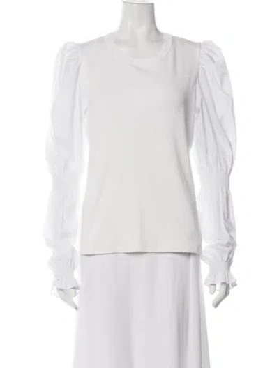 Pre-owned Veronica Beard Scoop Neck Long Sleeve Sweatshirt In White