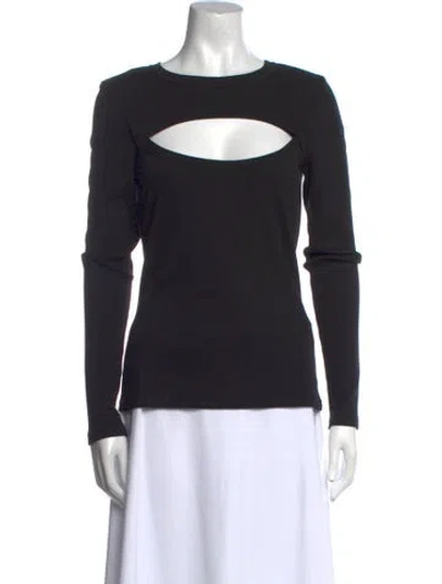 Pre-owned Veronica Beard Scoop Neck Long Sleeve Top In Black
