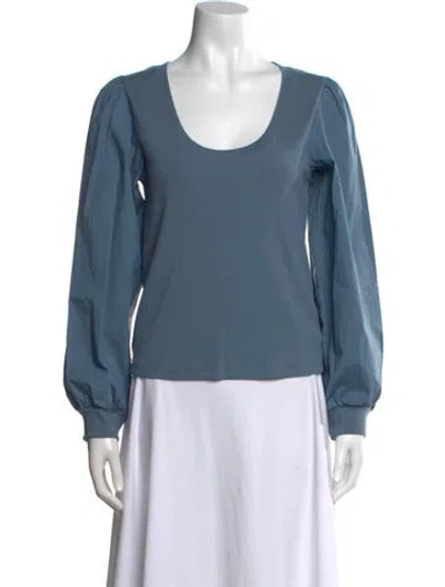 Pre-owned Veronica Beard Scoop Neck Long Sleeve Top In Blue